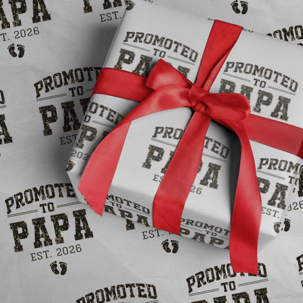 Promoted To Dad Est 2026 Camo Wrapping Paper Roll Hunting Style New Dad Gift Graphic TS12 White Print Your Wear