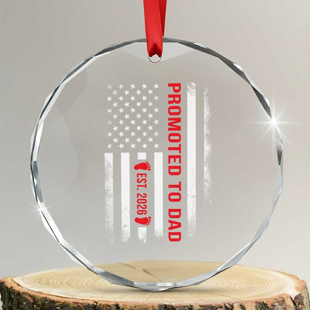 Promoted To Dad Est 2026 Crystal Glass Ornament New Dad 2026 Baby Announcement TS11 Transparent Glass 3'' Circle Print Your Wear