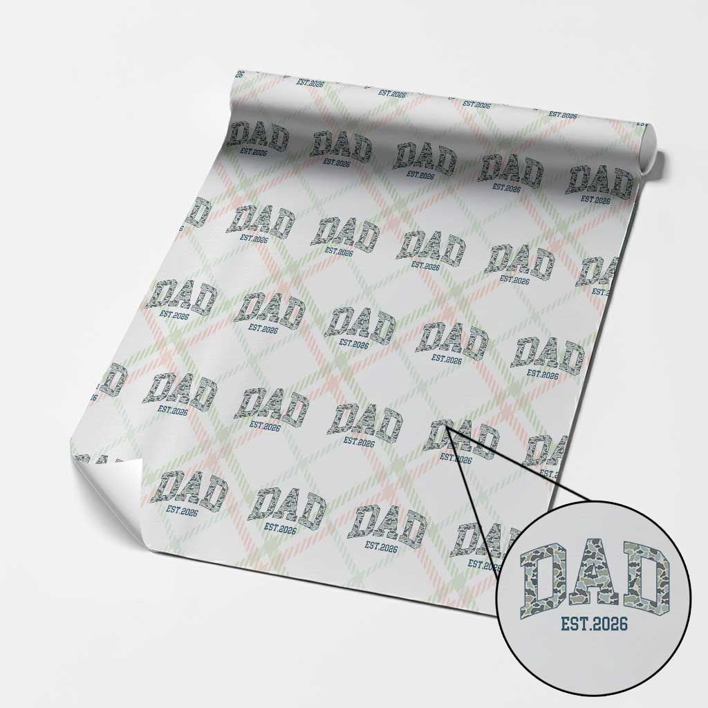Promoted To Dad Est 2026 Wrapping Paper Roll Camo Fishing New Dad Gift TS12 Christmas Plaid Print Your Wear