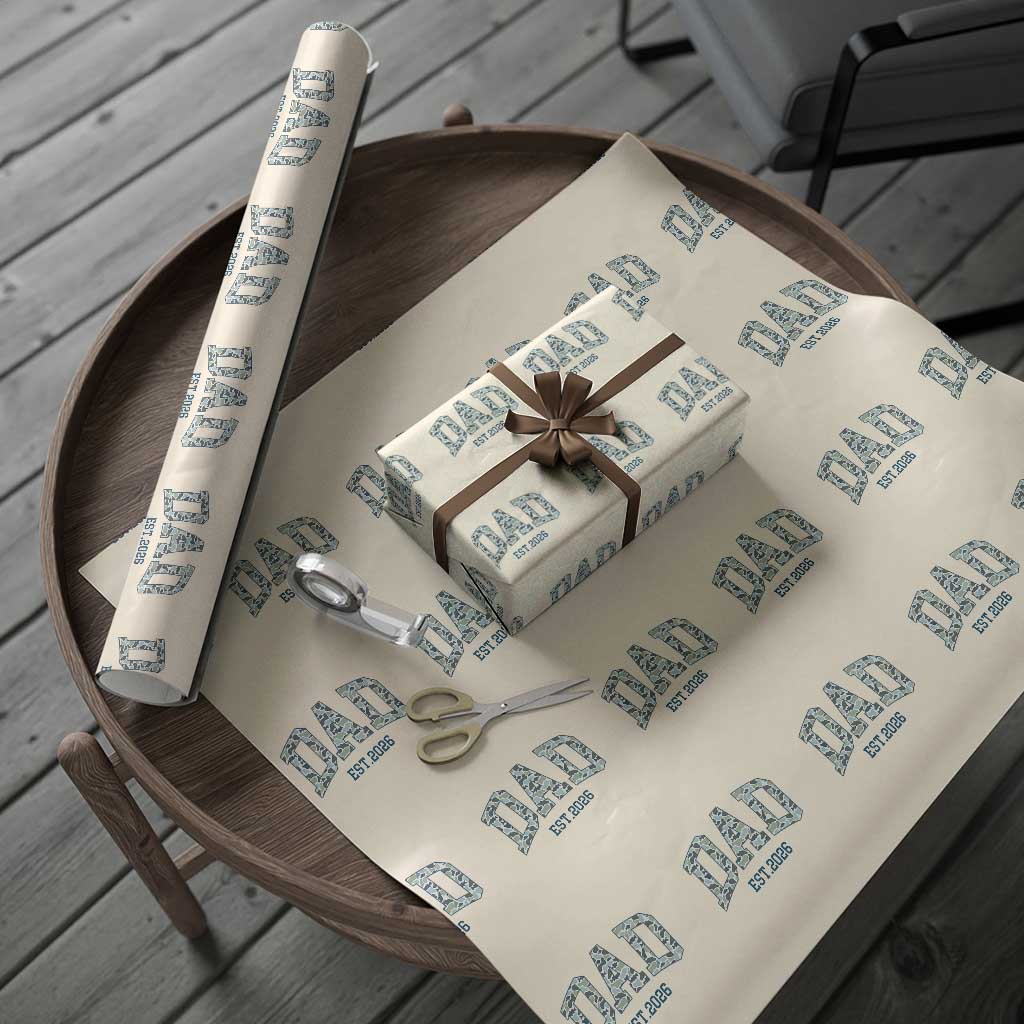 Promoted To Dad Est 2026 Wrapping Paper Roll Camo Fishing New Dad Gift TS12 Beige Print Your Wear