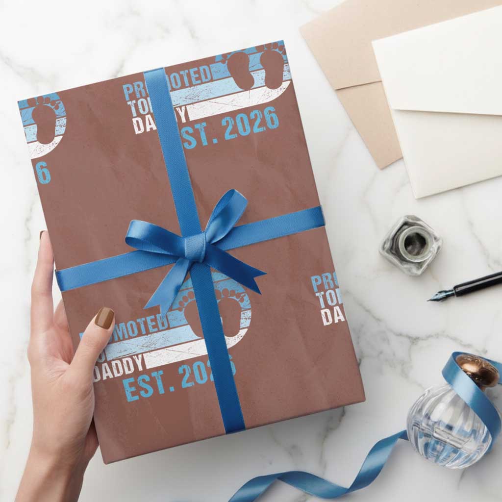 Promoted to Daddy 2026 Wrapping Paper Roll Funny Pregnancy Reveal TS14 Mocha Print Your Wear