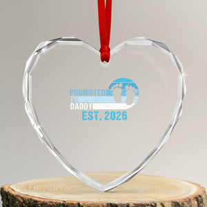 Promoted to Daddy 2026 Heart Crystal Glass Ornament Funny Pregnancy Reveal TS14 Transparent Glass 3'' Heart Print Your Wear