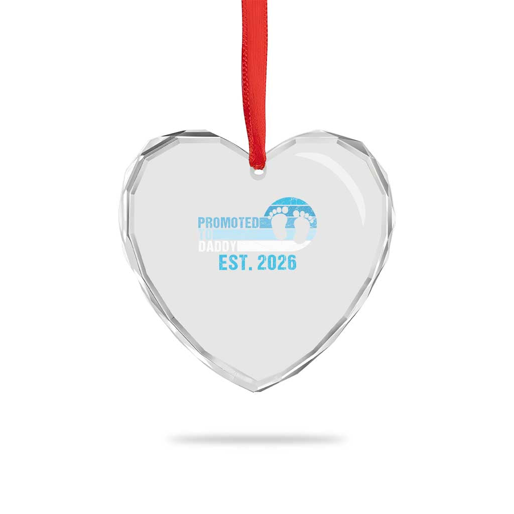 Promoted to Daddy 2026 Heart Crystal Glass Ornament Funny Pregnancy Reveal TS14 Print Your Wear