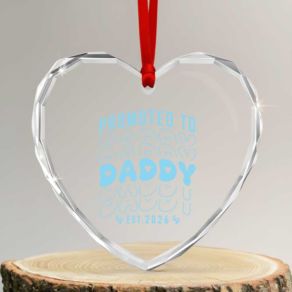Promoted To Daddy 2026 New Boy Dad Heart Crystal Glass Ornament First Time Fathers Day Gift TS12 Transparent Glass 3'' Heart Print Your Wear