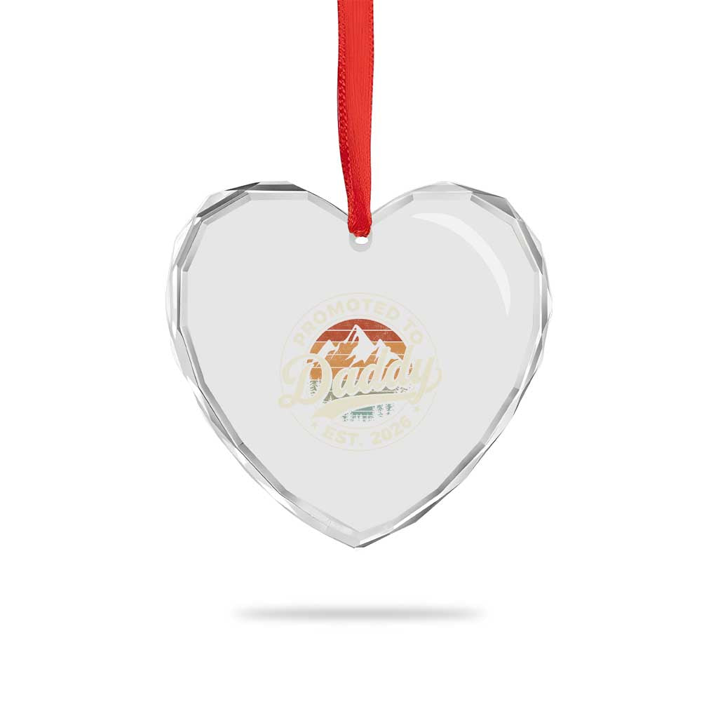 Promoted To Daddy Est 2026 Heart Crystal Glass Ornament Soon to Be Dad Retro Baby Announcement TS11 Print Your Wear