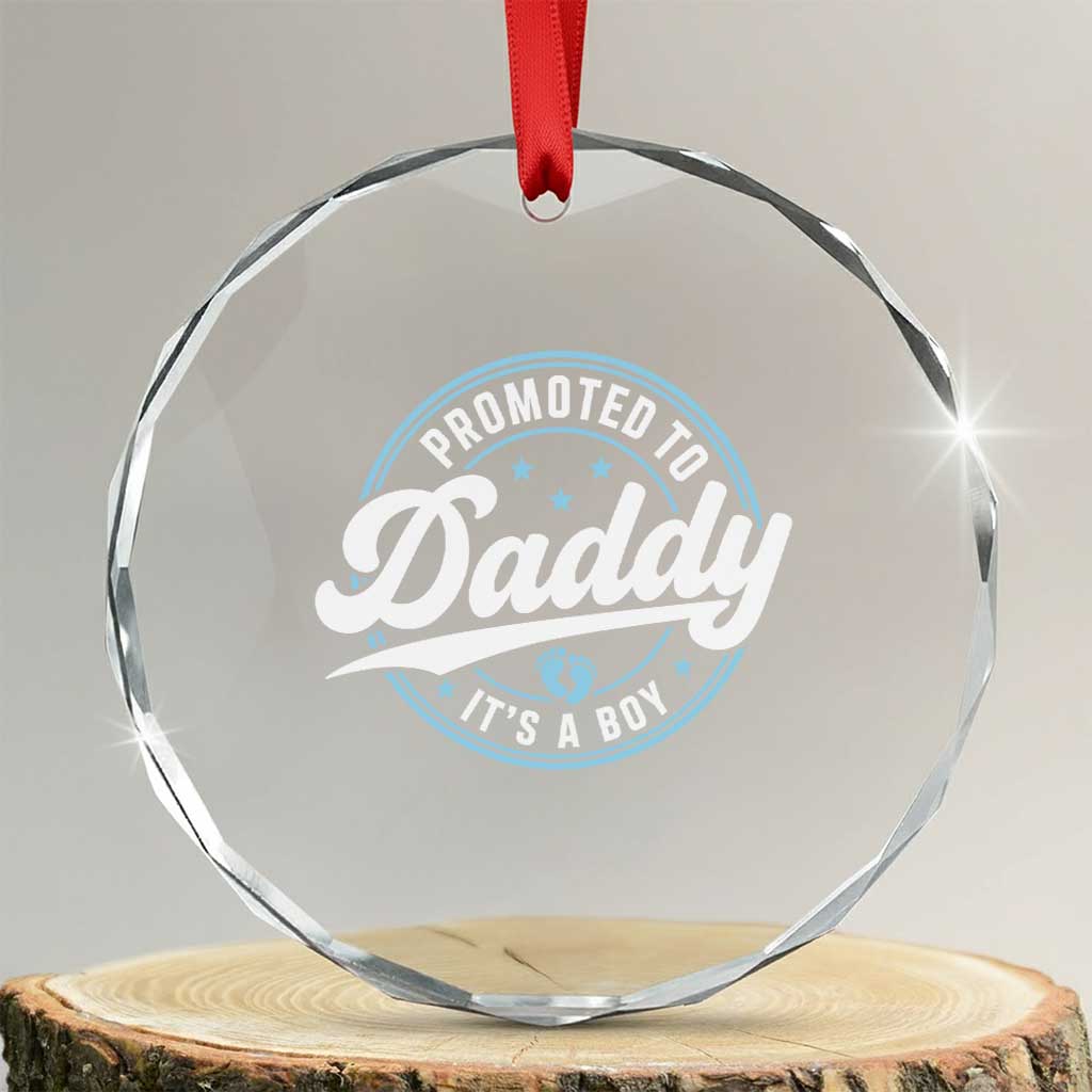 Promoted To Daddy It's A Boy Crystal Glass Ornament Funny Pregnancy Reveal TS14 Transparent Glass 3'' Circle Print Your Wear
