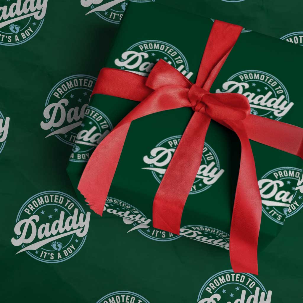 Promoted To Daddy It's A Boy Wrapping Paper Roll Funny Pregnancy Reveal