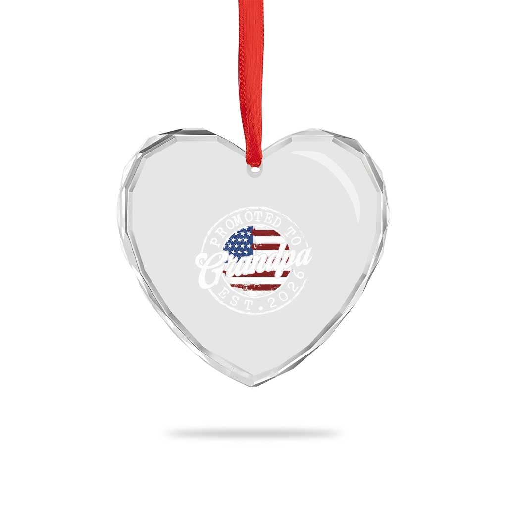 Promoted to Grandpa 2026 Heart Crystal Glass Ornament New Grandfather US Flag Fathers Day TS11 Print Your Wear