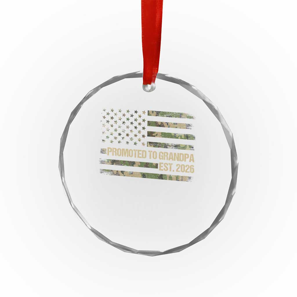 Promoted To Grandpa Est. 2026 Crystal Glass Ornament Retro Camo American Flag TS10 Print Your Wear