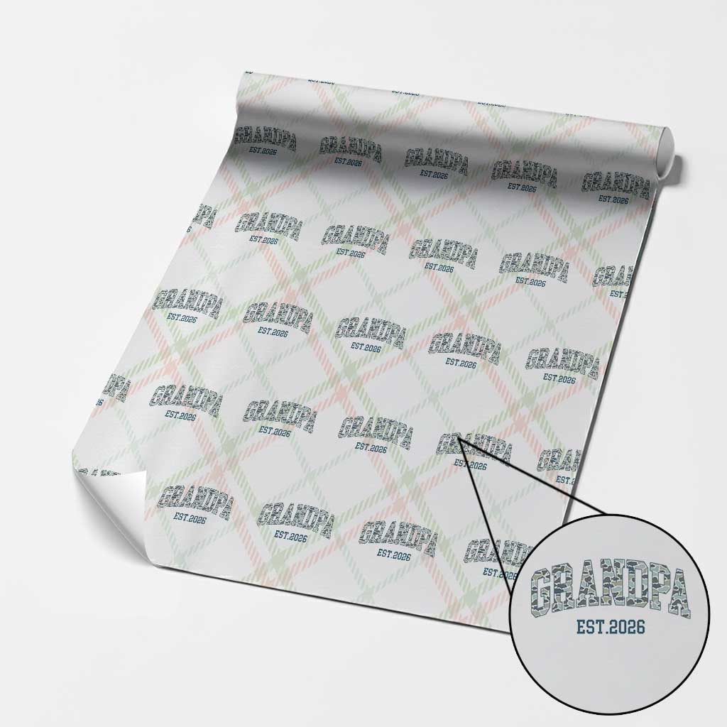 Promoted To Grandpa Est 2026 Wrapping Paper Roll Camo Fishing New Grandpa Gift TS12 Christmas Plaid Print Your Wear