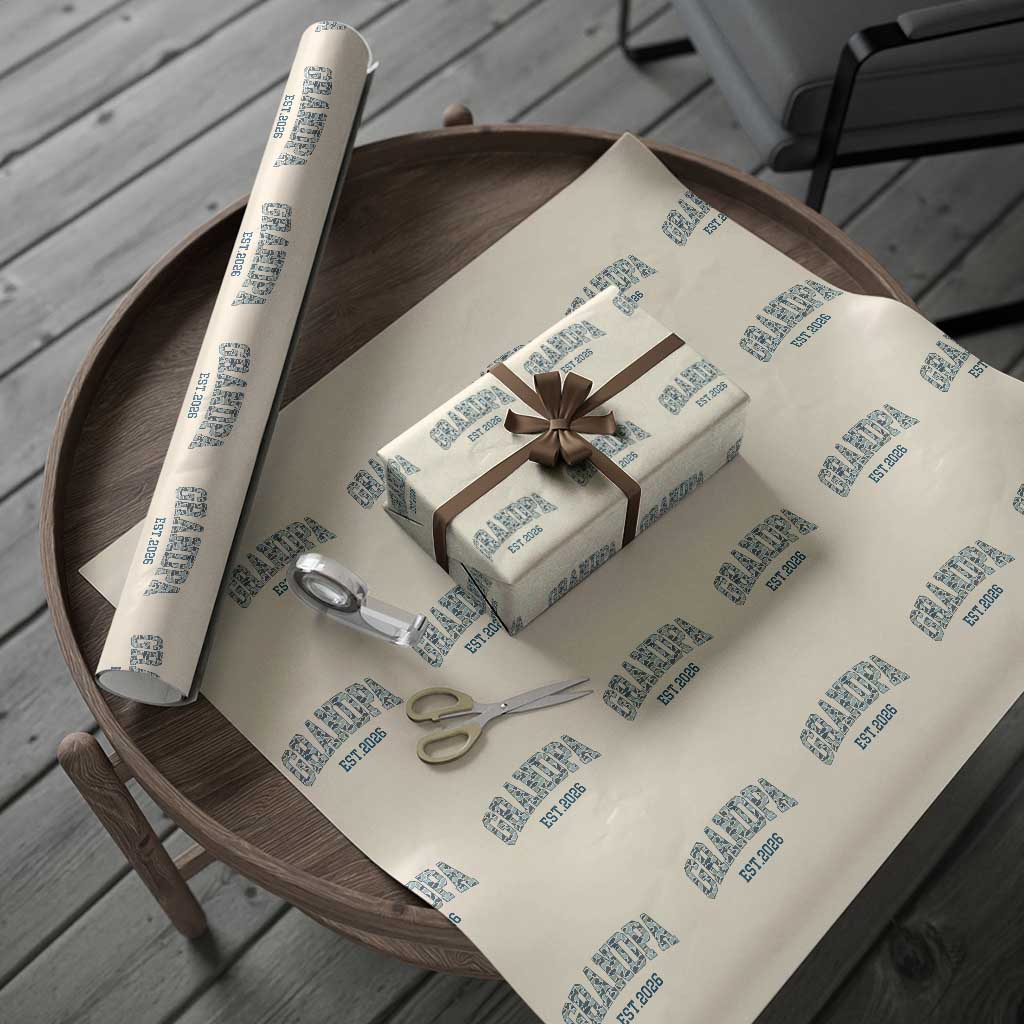 Promoted To Grandpa Est 2026 Wrapping Paper Roll Camo Fishing New Grandpa Gift TS12 Beige Print Your Wear