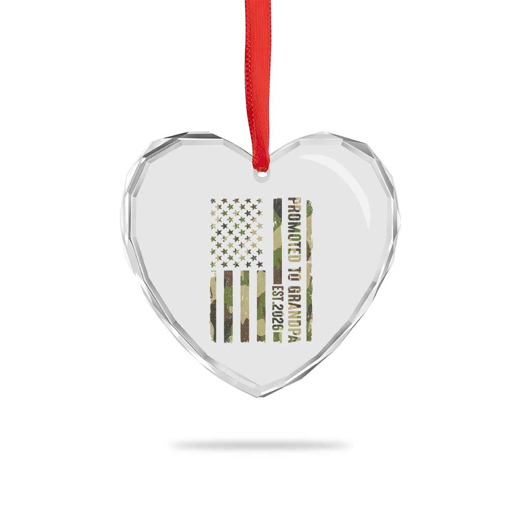 Promoted To Grandpa Est 2026 Patriotic American Flag Camo Heart Crystal Glass Ornament TS12 Print Your Wear
