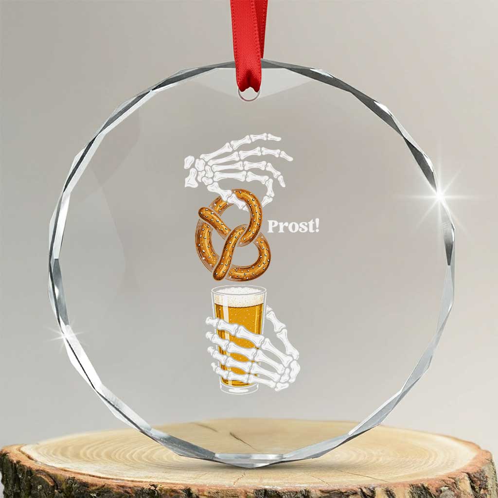 Prost Beer Lover Skeleton Hands German Festival Graphic Crystal Glass Ornament TS12 Transparent Glass 3'' Circle Print Your Wear