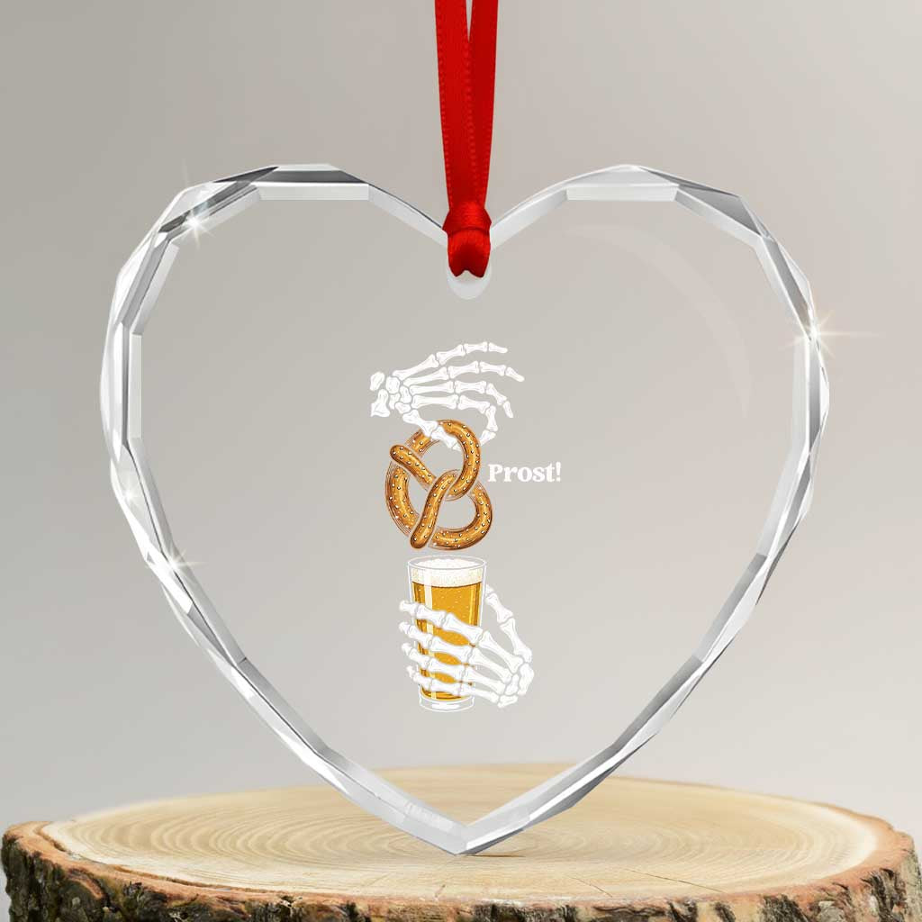 Prost Beer Lover Skeleton Hands German Festival Graphic Heart Crystal Glass Ornament TS12 Transparent Glass 3'' Heart Print Your Wear