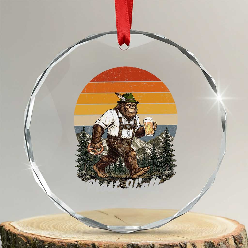 Prost Yall Bigfoot Crystal Glass Ornament Vintage Oktoberfest Beer Lover Sasquatch Gift TS12 Transparent Glass 3'' Circle Print Your Wear