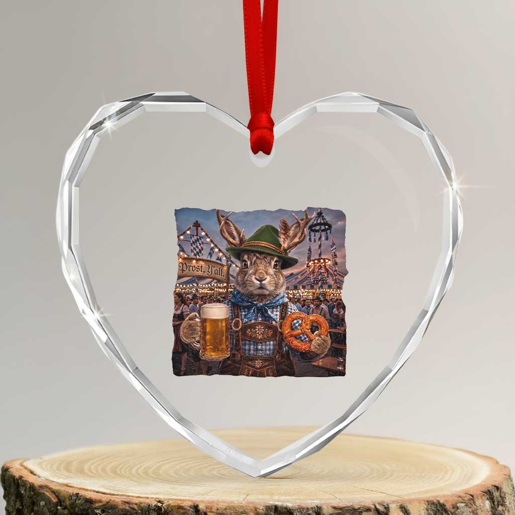 Prost Yall Wolpertinger Oktoberfest Bavarian Folklore Heart Crystal Glass Ornament TS12 Transparent Glass 3'' Heart Print Your Wear