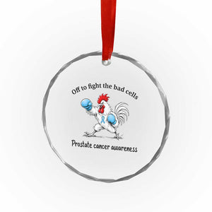 Prostate Cancer Awareness Crystal Glass Ornament Rooster Light Blue Ribbon Survivor Chemotherapy Gift