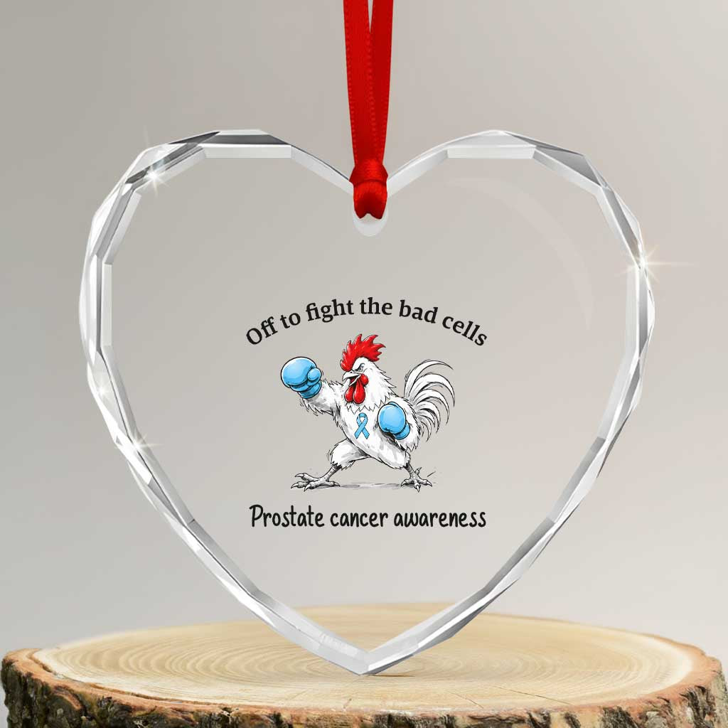 Prostate Cancer Awareness Heart Crystal Glass Ornament Rooster Light Blue Ribbon Survivor Chemotherapy Gift TS10 Transparent Glass 3'' Heart Print Your Wear