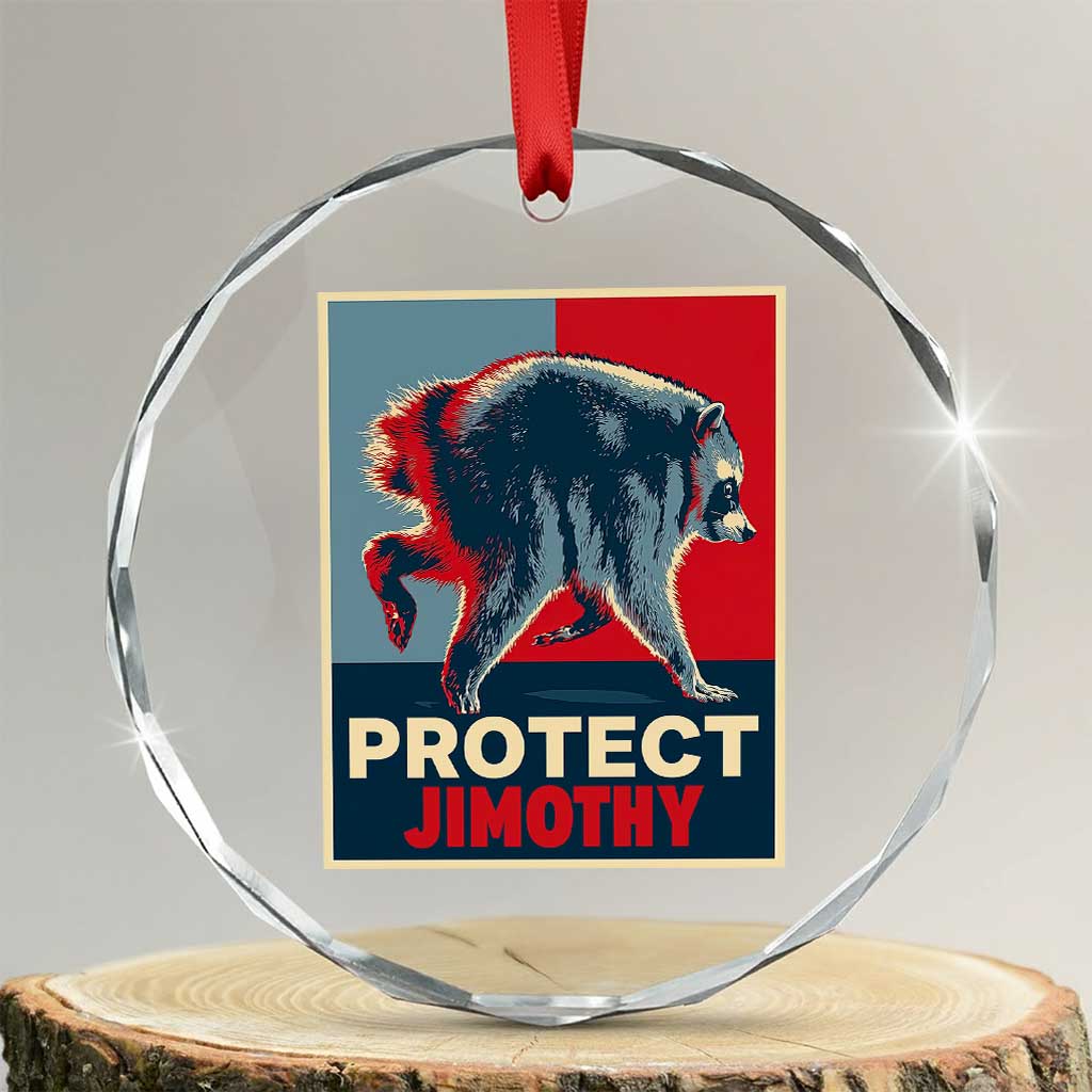 Protect Jimothy Seattle Raccoon Supporter Crystal Glass Ornament Hope Style Poster Parody Graphic TS02 Transparent Glass 3'' Circle Print Your Wear