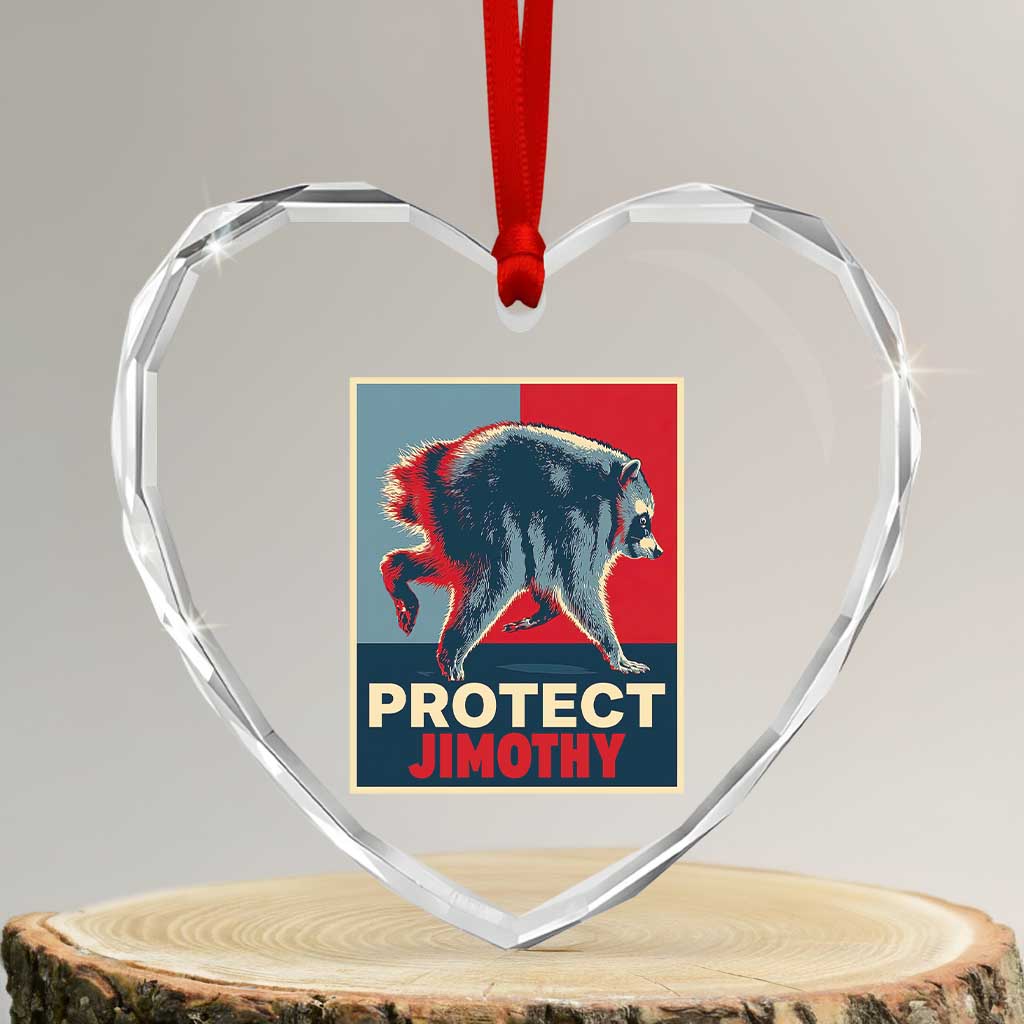 Protect Jimothy Seattle Raccoon Supporter Heart Crystal Glass Ornament Hope Style Poster Parody Graphic TS02 Transparent Glass 3'' Heart Print Your Wear