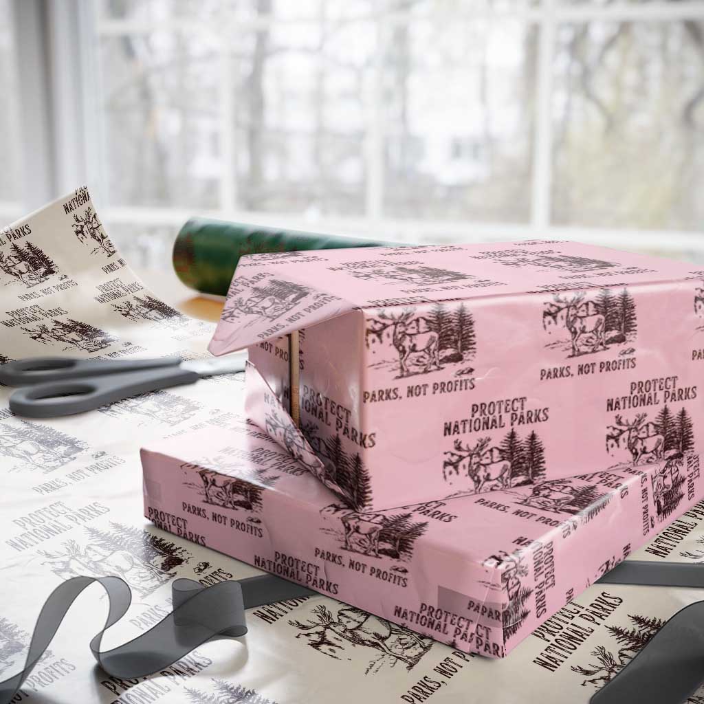 Protect National Parks Wrapping Paper Roll Support Parks Not Profits Deer TS02 Light Pink Print Your Wear