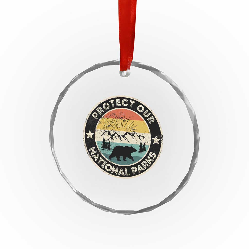 Protect Our National Parks Crystal Glass Ornament Bear Wildlife Retro Mountain Graphic TS02 Print Your Wear