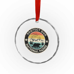 Protect Our National Parks Crystal Glass Ornament Bear Wildlife Retro Mountain Graphic - Print Your Wear