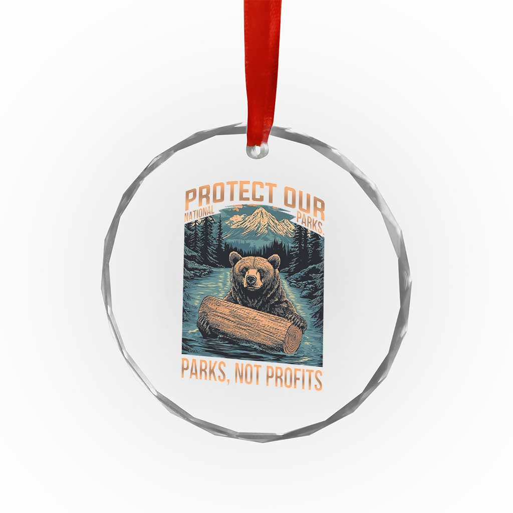 Protect Our National Parks Crystal Glass Ornament Parks Not Profits Bear Retro Graphic TS02 Print Your Wear