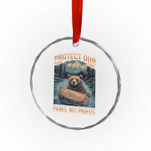 Protect Our National Parks Crystal Glass Ornament Parks Not Profits Bear Retro Graphic TS02 Print Your Wear