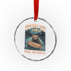 Protect Our National Parks Crystal Glass Ornament Parks Not Profits Bear Retro Graphic - Print Your Wear