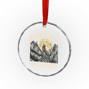 Protect Our National Parks Crystal Glass Ornament Parks Not Profits Wolf Retro Graphic - Print Your Wear