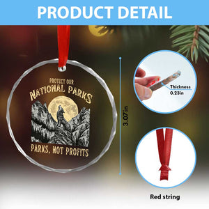 Protect Our National Parks Crystal Glass Ornament Parks Not Profits Wolf Retro Graphic - Print Your Wear