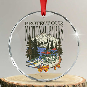 Protect Our National Parks Crystal Glass Ornament Wildlife Fishing Outdoor Adventure Retro - Print Your Wear