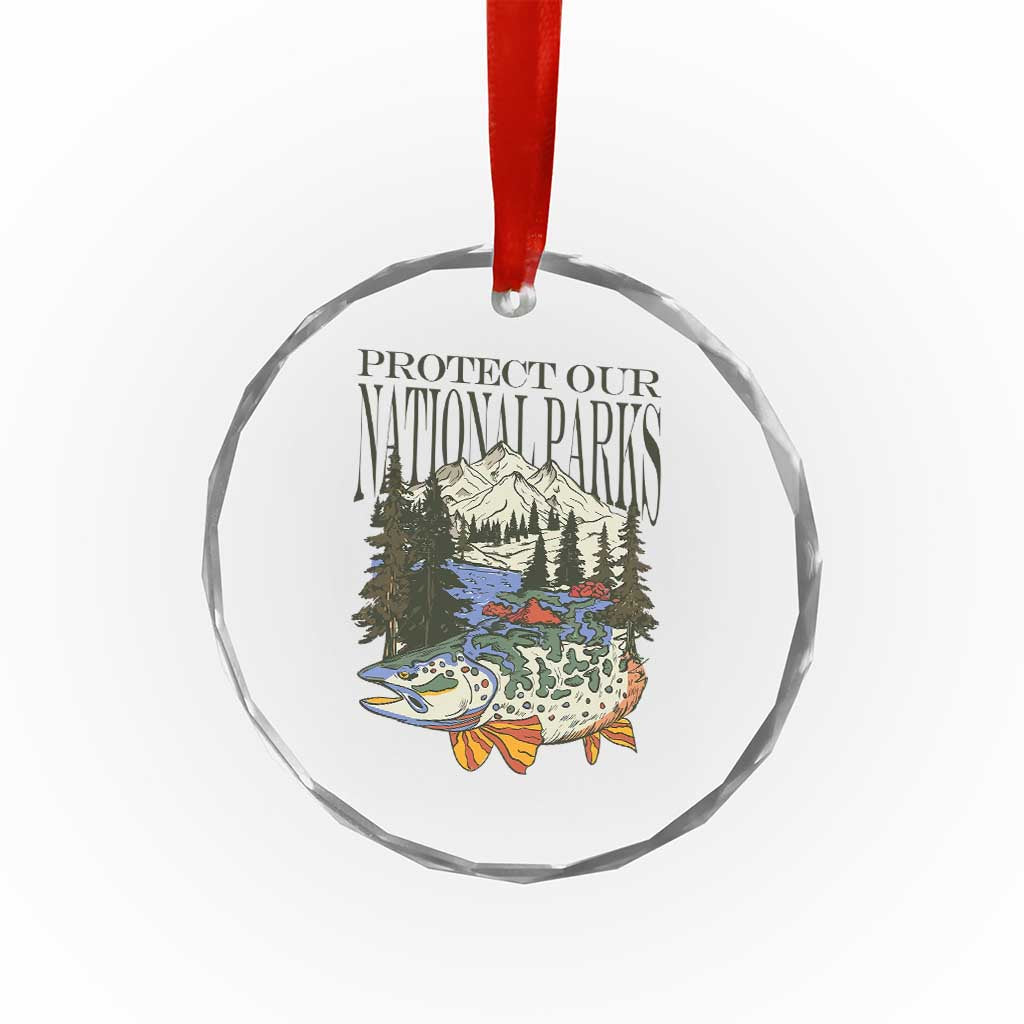 Protect Our National Parks Crystal Glass Ornament Wildlife Fishing Outdoor Adventure Retro TS02 Print Your Wear