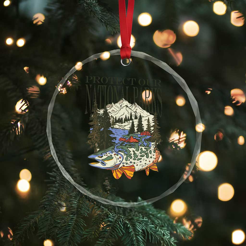 Protect Our National Parks Crystal Glass Ornament Wildlife Fishing Outdoor Adventure Retro TS02 Print Your Wear