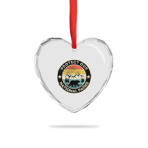 Protect Our National Parks Heart Crystal Glass Ornament Bear Wildlife Retro Mountain Graphic TS02 Print Your Wear