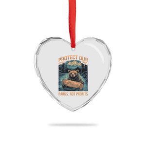 Protect Our National Parks Heart Crystal Glass Ornament Parks Not Profits Bear Retro Graphic TS02 Print Your Wear
