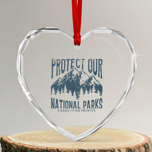 Protect Our National Parks Heart Crystal Glass Ornament Retro Mountain Nature Graphic TS02 Transparent Glass 3'' Heart Print Your Wear