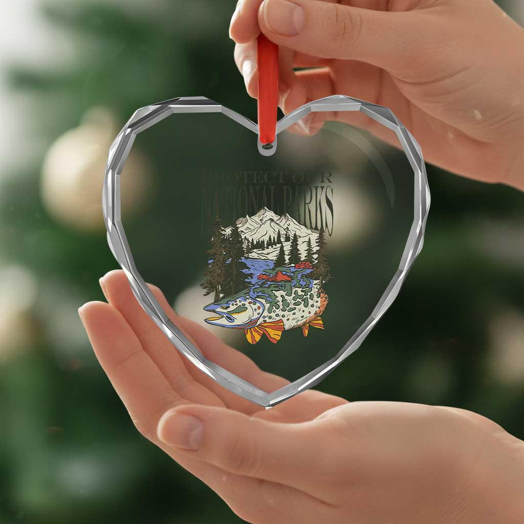 Protect Our National Parks Heart Crystal Glass Ornament Wildlife Fishing Outdoor Adventure Retro TS02 Print Your Wear