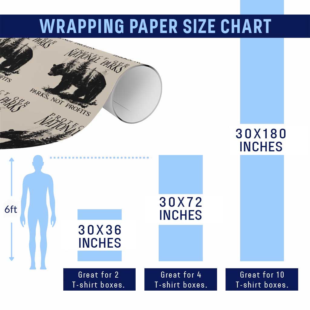 Protect Our National Parks Not Profits Wrapping Paper Roll Vintage Forest Bear - Print Your Wear
