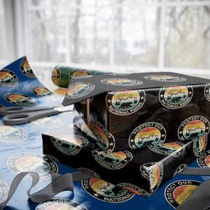 Protect Our National Parks Wrapping Paper Roll Bear Wildlife Retro Mountain Graphic TS02 Black Print Your Wear