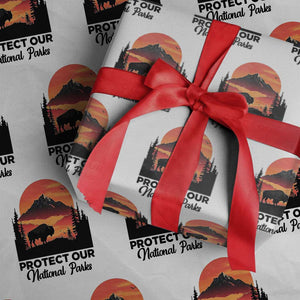 Protect Our National Parks Wrapping Paper Roll Bison Buffalo Vintage Graphic TS02 White Print Your Wear
