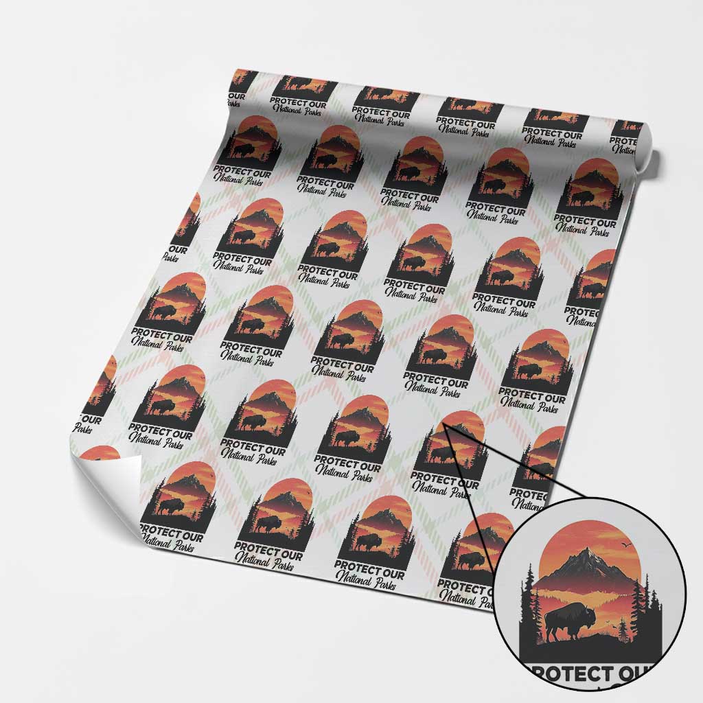 Protect Our National Parks Wrapping Paper Roll Bison Buffalo Vintage Graphic TS02 Christmas Plaid Print Your Wear