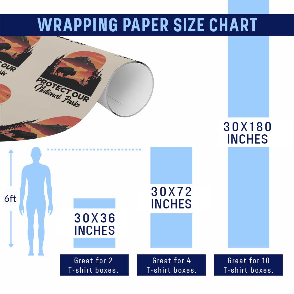 Protect Our National Parks Wrapping Paper Roll Bison Buffalo Vintage Graphic TS02 Print Your Wear