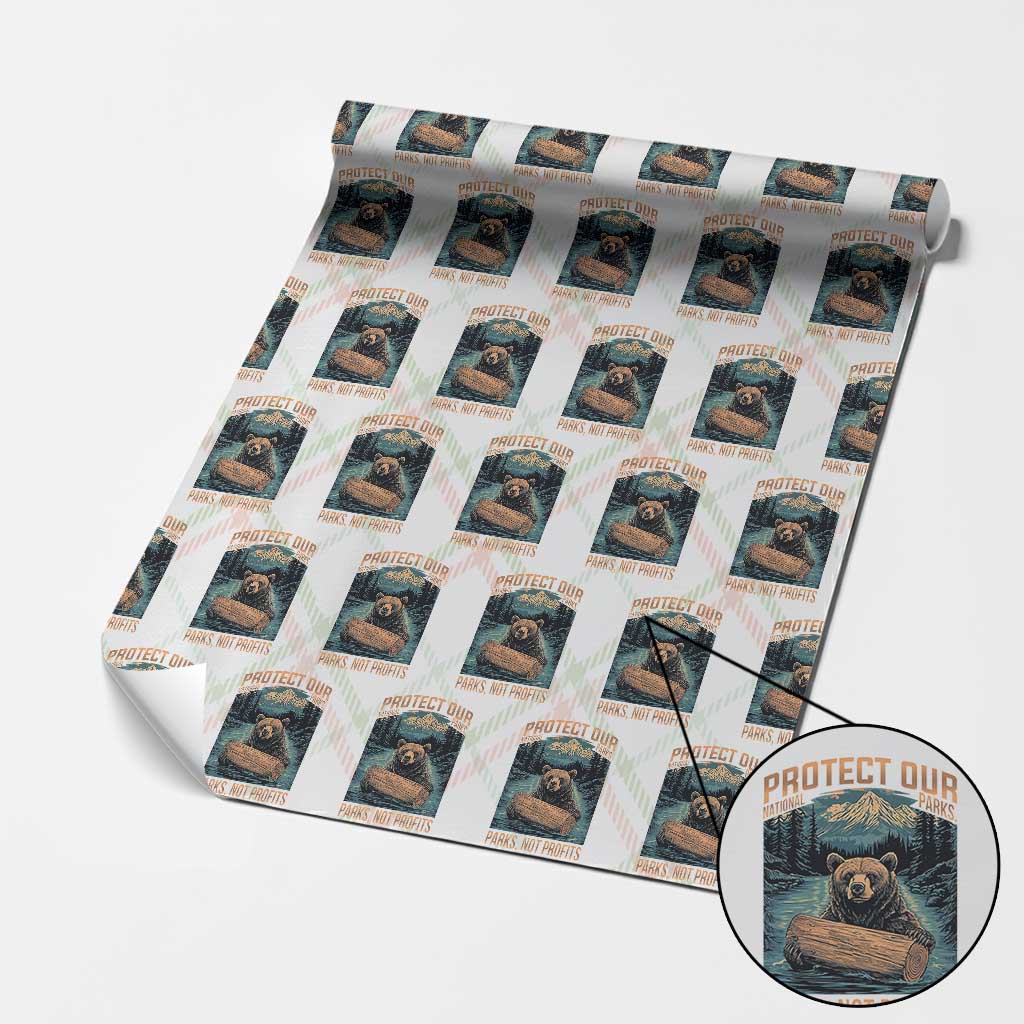 Protect Our National Parks Wrapping Paper Roll Parks Not Profits Bear Retro Graphic TS02 Christmas Plaid Print Your Wear