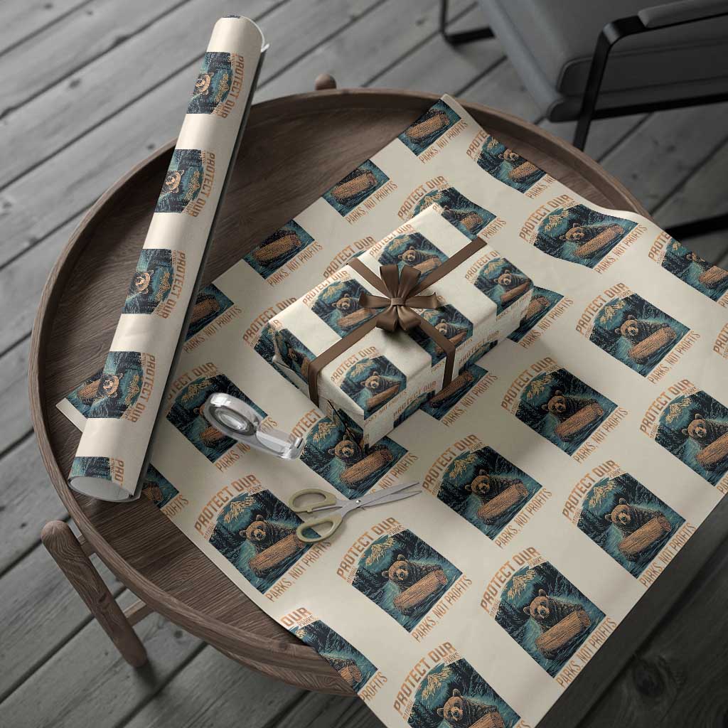 Protect Our National Parks Wrapping Paper Roll Parks Not Profits Bear Retro Graphic TS02 Beige Print Your Wear