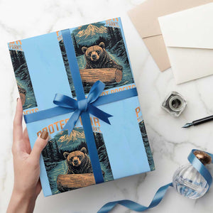 Protect Our National Parks Wrapping Paper Roll Parks Not Profits Bear Retro Graphic TS02 Light Blue Print Your Wear