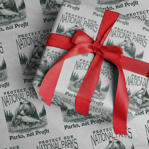 Protect Our National Parks Wrapping Paper Roll Parks Not Profits Retro Bear Nature Graphic TS02 White Print Your Wear