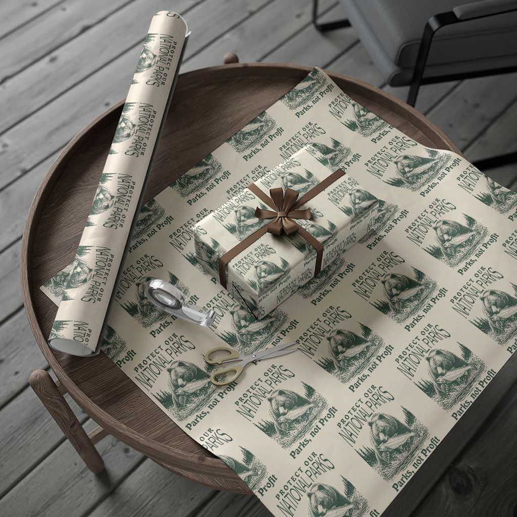 Protect Our National Parks Wrapping Paper Roll Parks Not Profits Retro Bear Nature Graphic TS02 Beige Print Your Wear