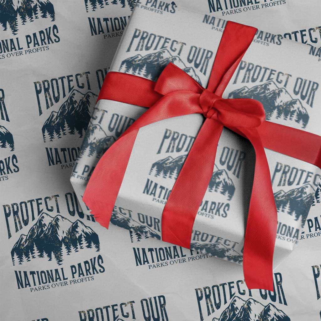 Protect Our National Parks Wrapping Paper Roll Retro Mountain Nature Graphic TS02 White Print Your Wear
